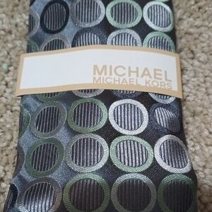 NWT Michael Kors Black and Green Patterned Tie
